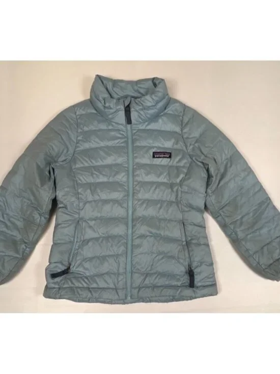 Patagonia Girls XS 5-6 Blue Down Sweater Full Zip Puffer Jacket - Picture 1 of 7